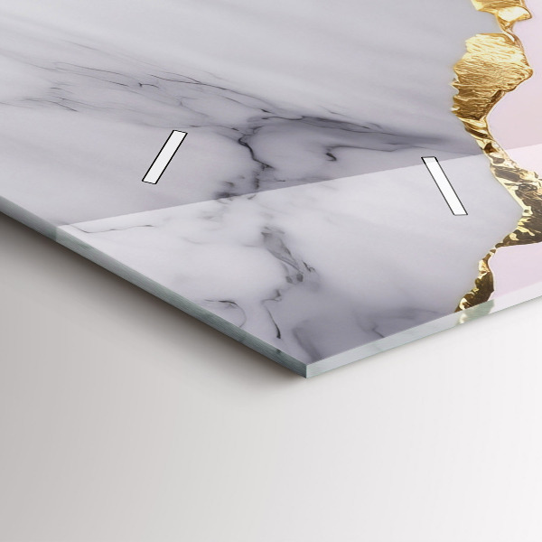 Glass wall clock rectangular Marble pattern