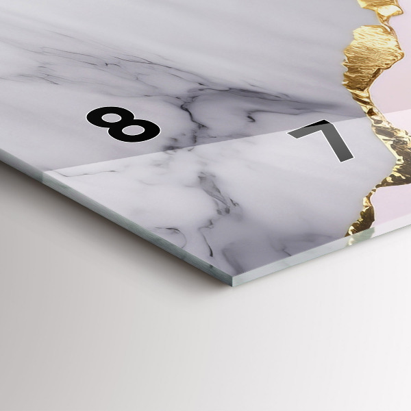 Glass wall clock rectangular Marble pattern