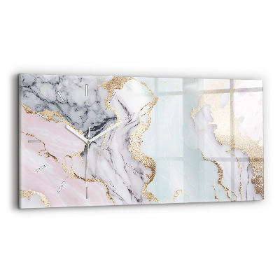 Glass wall clock rectangular Marble