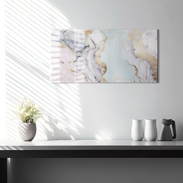 Glass wall clock rectangular Marble