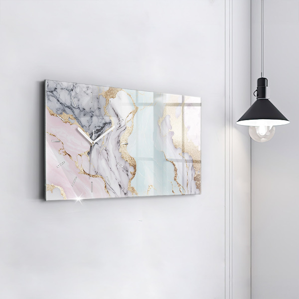 Glass wall clock rectangular Marble