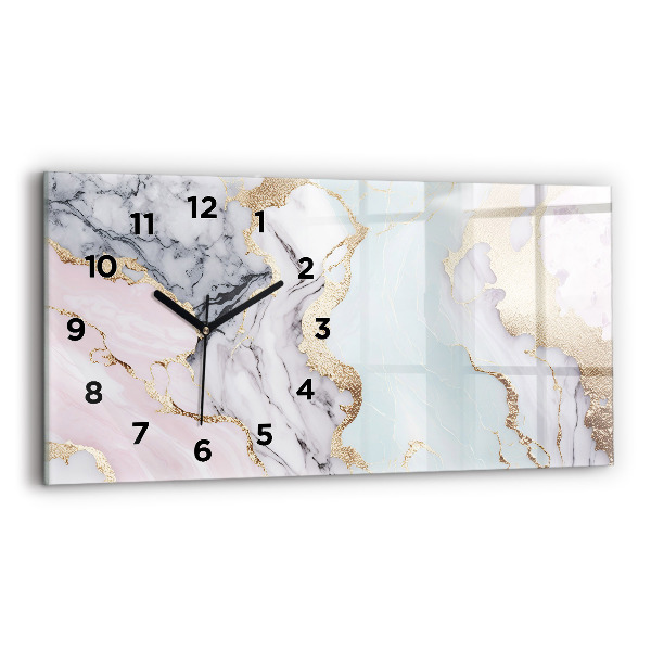 Glass wall clock rectangular Marble