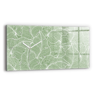 Glass wall clock rectangular Leaves nature pattern
