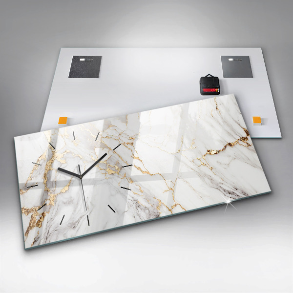 Glass wall clock rectangular Decorative marble