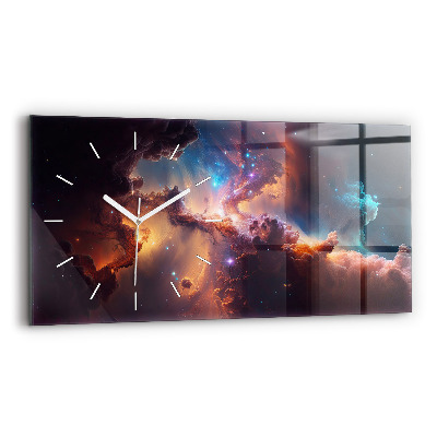 Glass wall clock rectangular The cosmic world of stars