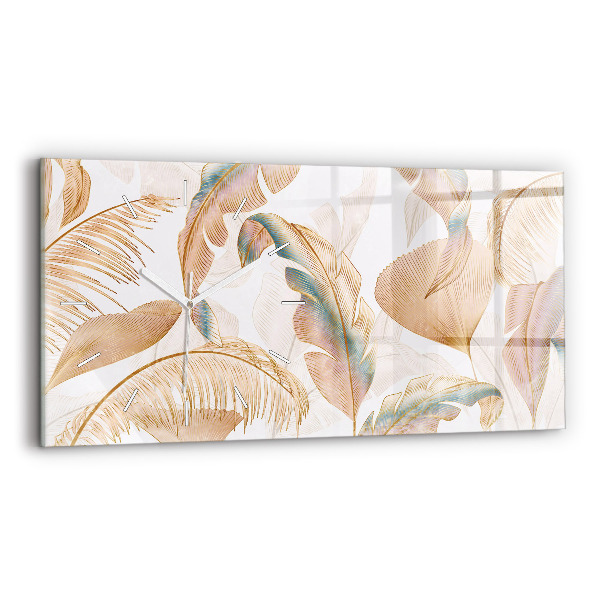 Glass wall clock rectangular Nature leaf pattern