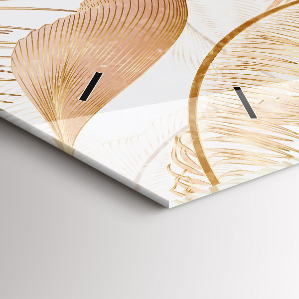 Glass wall clock rectangular Nature leaf pattern