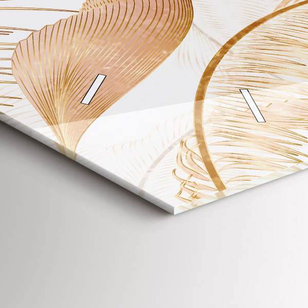 Glass wall clock rectangular Nature leaf pattern