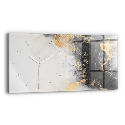 Glass wall clock rectangular Marble art