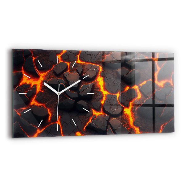Glass wall clock rectangular Lava volcano