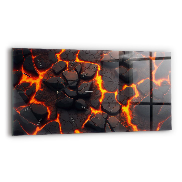 Glass wall clock rectangular Lava volcano
