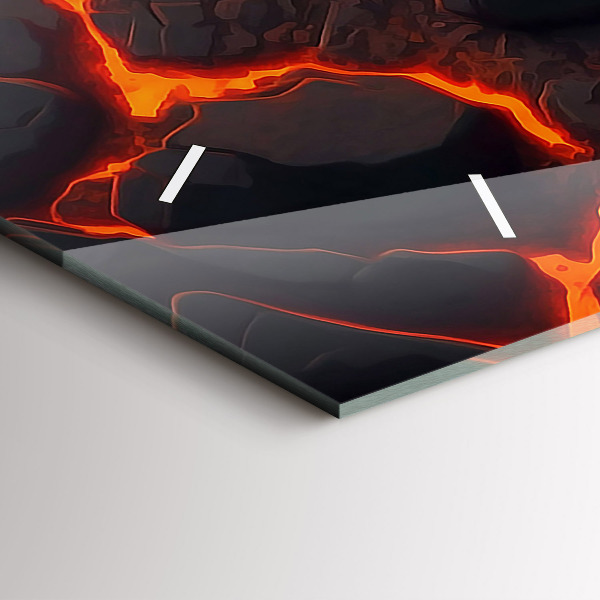 Glass wall clock rectangular Lava volcano