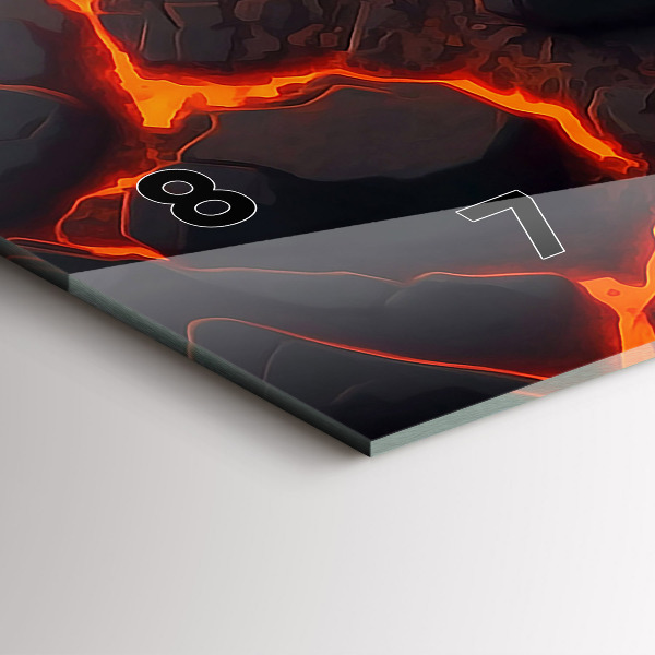 Glass wall clock rectangular Lava volcano
