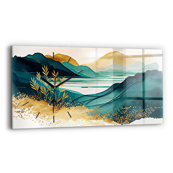 Glass wall clock rectangular Mountain landscape