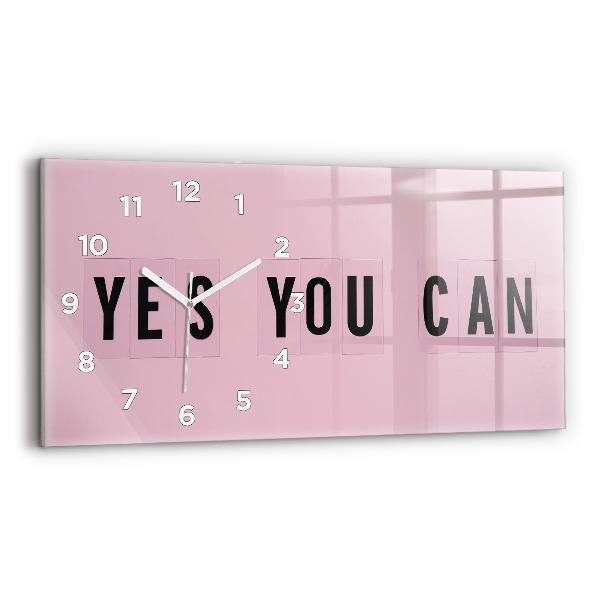 Glass wall clock rectangular Yes You Can