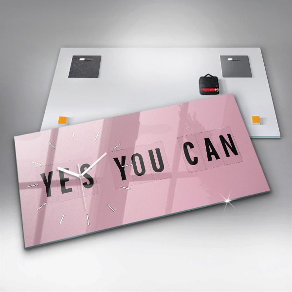 Glass wall clock rectangular Yes You Can