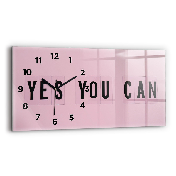 Glass wall clock rectangular Yes You Can