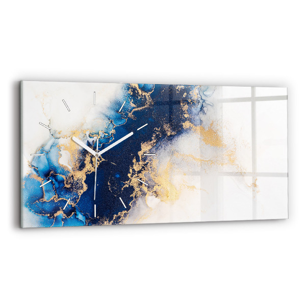 Glass wall clock rectangular Marble pattern