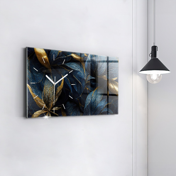 Glass wall clock rectangular Decorative flowers