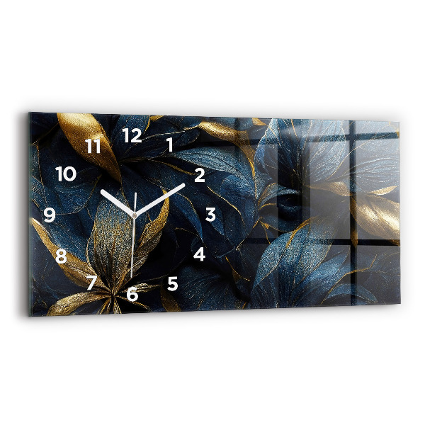 Glass wall clock rectangular Decorative flowers