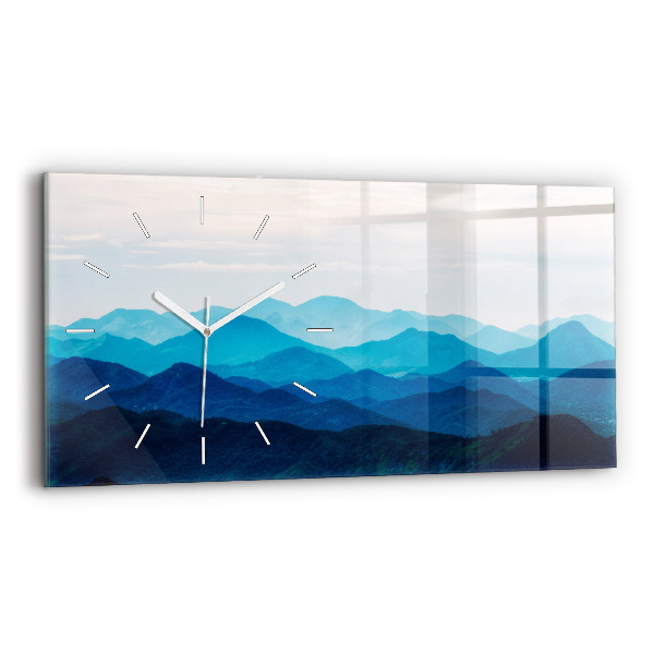 Glass wall clock rectangular Watercolor mountains