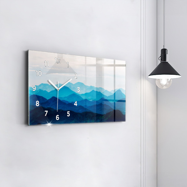 Glass wall clock rectangular Watercolor mountains