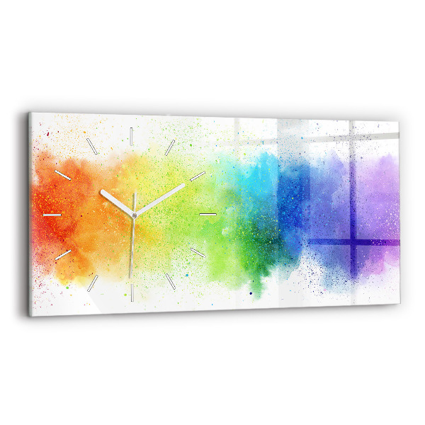 Glass wall clock rectangular Abstract rainbow