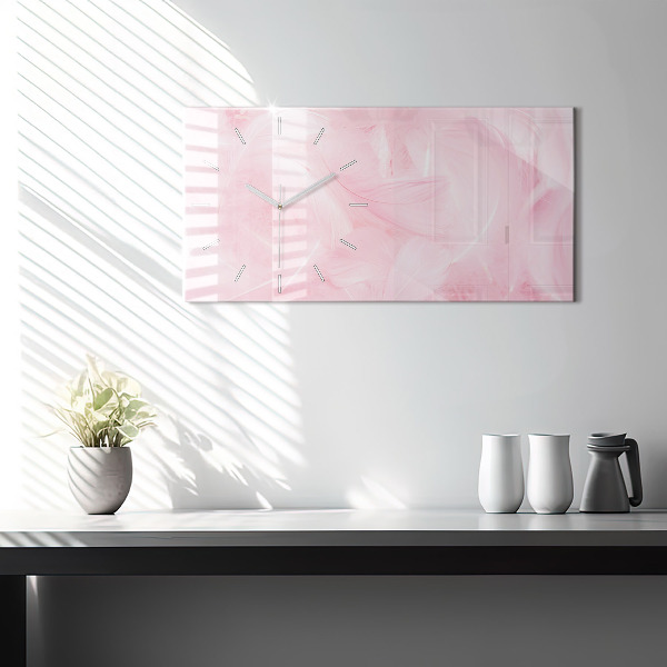 Glass wall clock rectangular Feathers abstract
