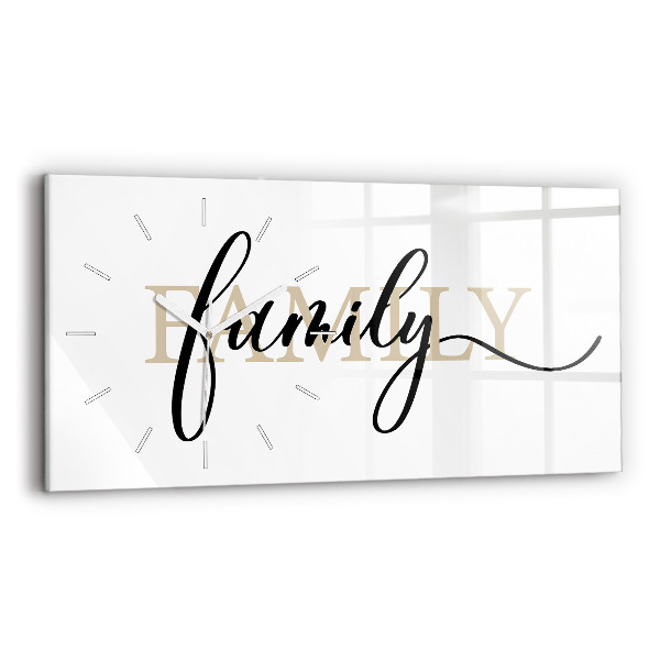 Glass wall clock rectangular The inscription Family