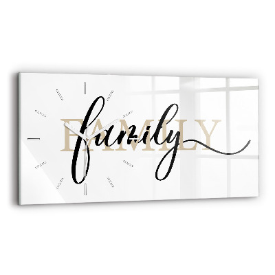 Glass wall clock rectangular The inscription Family