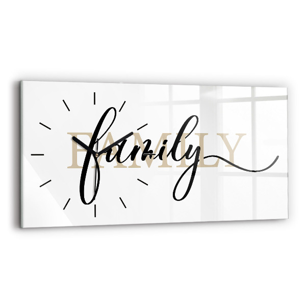 Glass wall clock rectangular The inscription Family