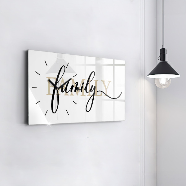 Glass wall clock rectangular The inscription Family