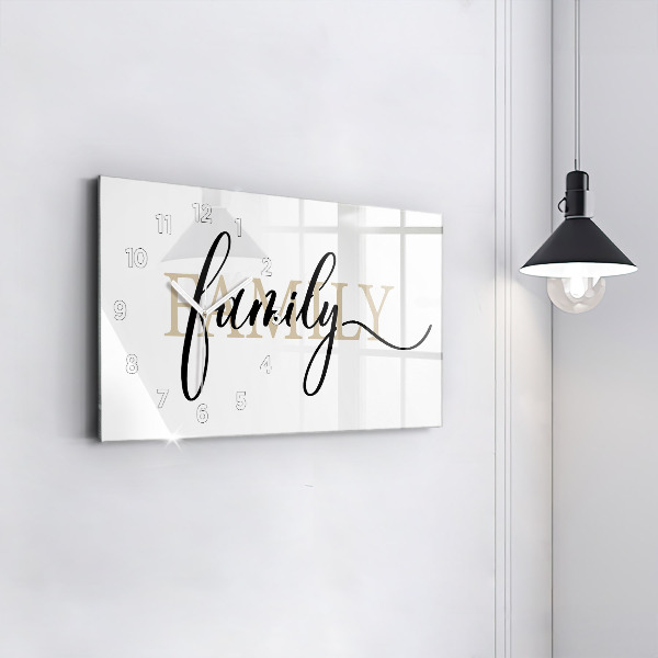 Glass wall clock rectangular The inscription Family