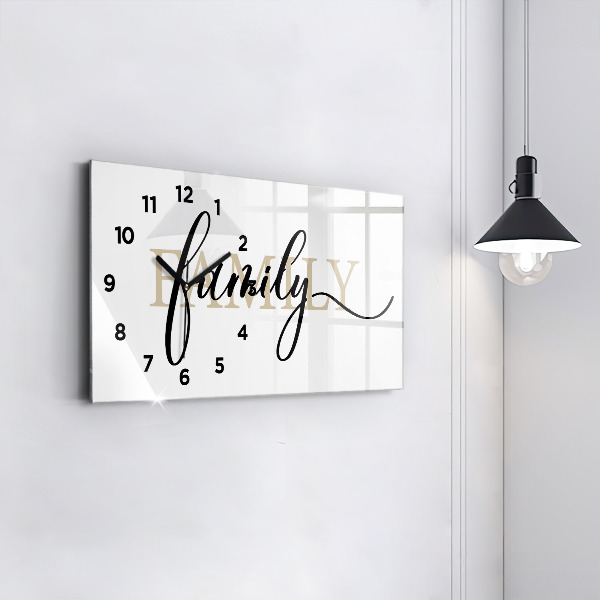 Glass wall clock rectangular The inscription Family