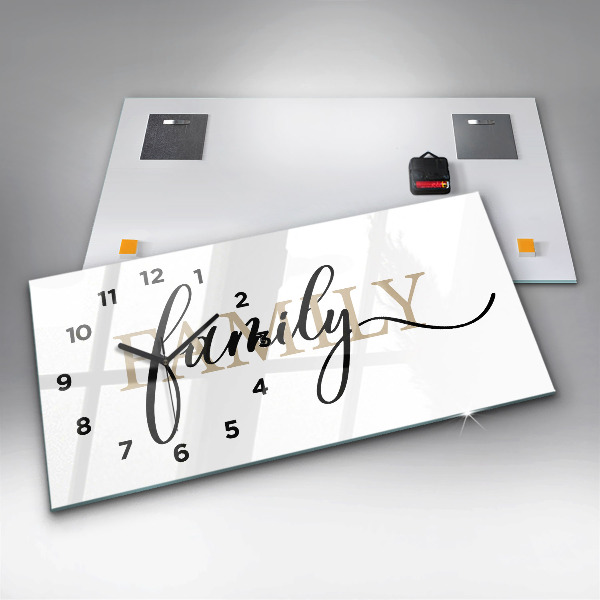 Glass wall clock rectangular The inscription Family