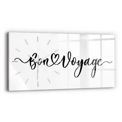 Glass wall clock rectangular The inscription Bon voyage