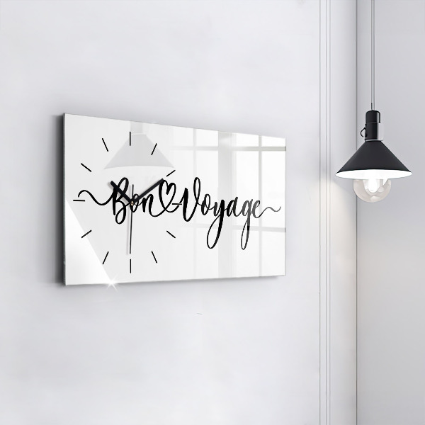 Glass wall clock rectangular The inscription Bon voyage