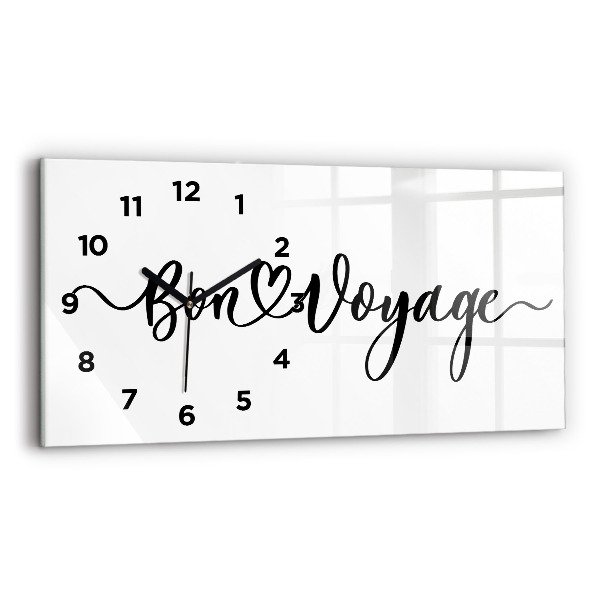 Glass wall clock rectangular The inscription Bon voyage