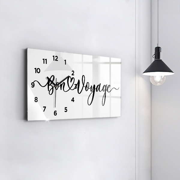 Glass wall clock rectangular The inscription Bon voyage