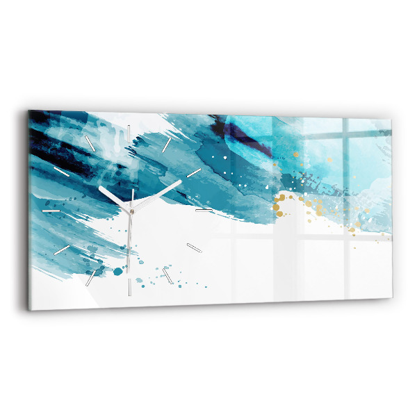 Glass wall clock rectangular Brush strokes