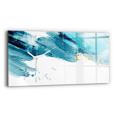 Glass wall clock rectangular Brush strokes