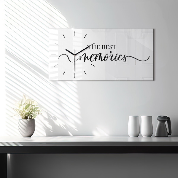 Glass wall clock rectangular The inscription Memories