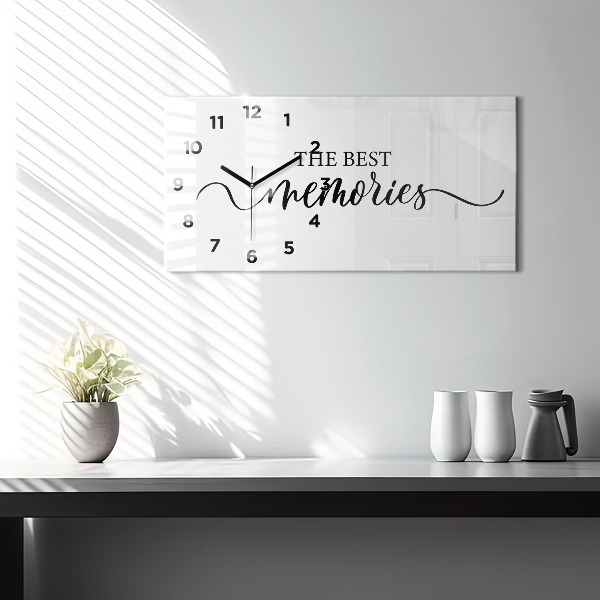 Glass wall clock rectangular The inscription Memories