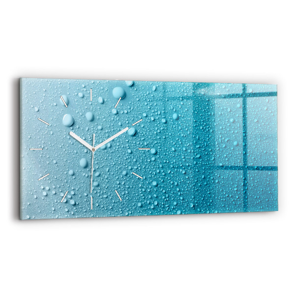 Glass wall clock rectangular Drops of water