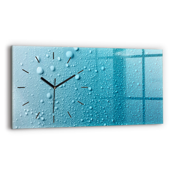Glass wall clock rectangular Drops of water