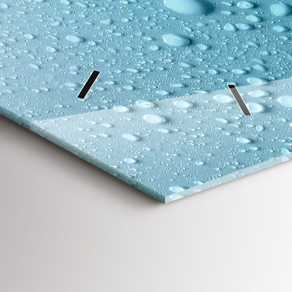 Glass wall clock rectangular Drops of water