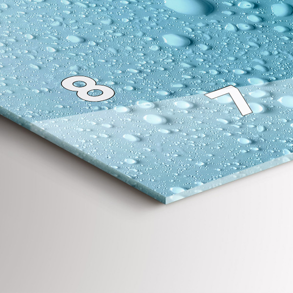 Glass wall clock rectangular Drops of water