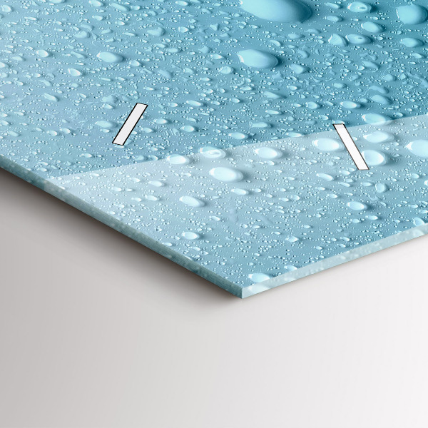 Glass wall clock rectangular Drops of water