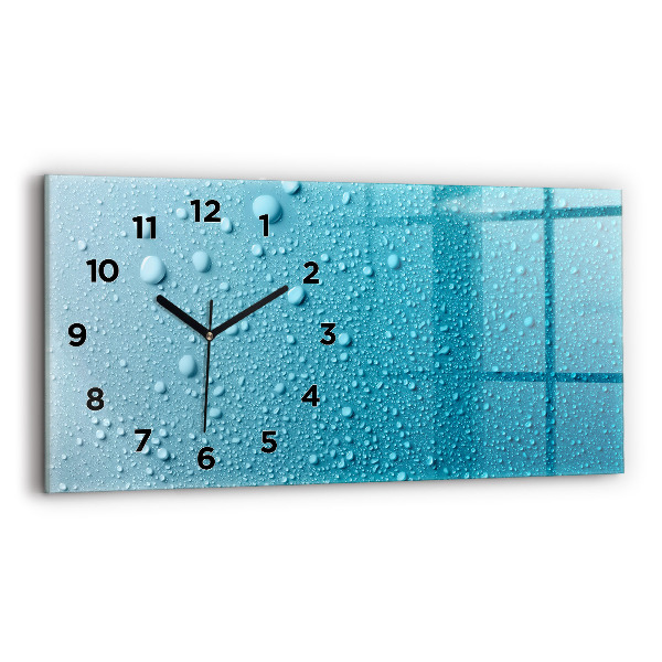 Glass wall clock rectangular Drops of water