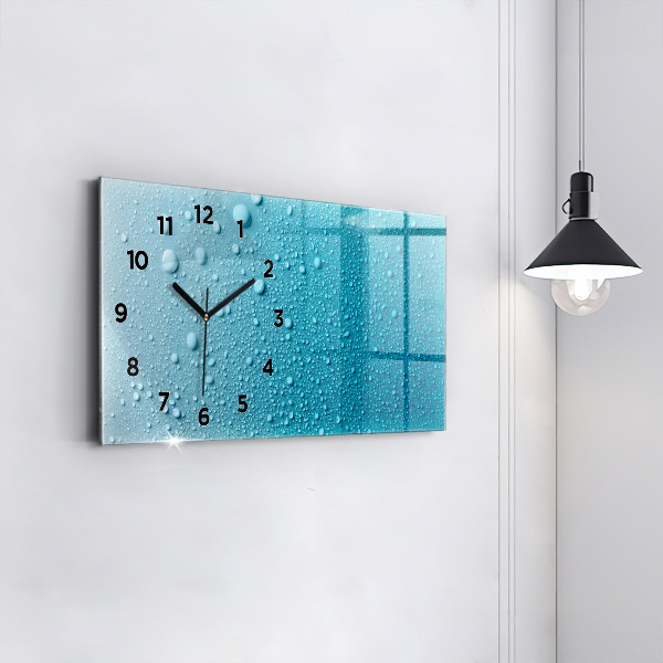 Glass wall clock rectangular Drops of water